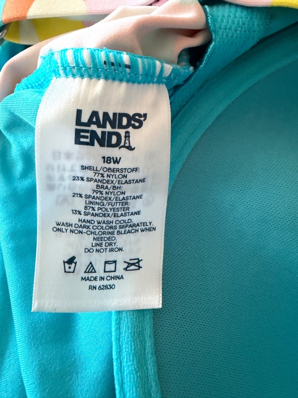 Lands' End Floral Twist-Front Tankini Top in Multicolor Underwire 18W - Picture 6 of 6